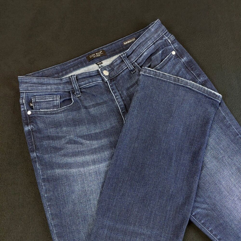 Judy Blue Slim Bootcut Jeans Size 13/31 (Fit 34x31.5) Blue JB82162DK Dark Wash